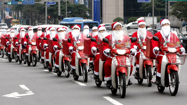Santas on bikes
